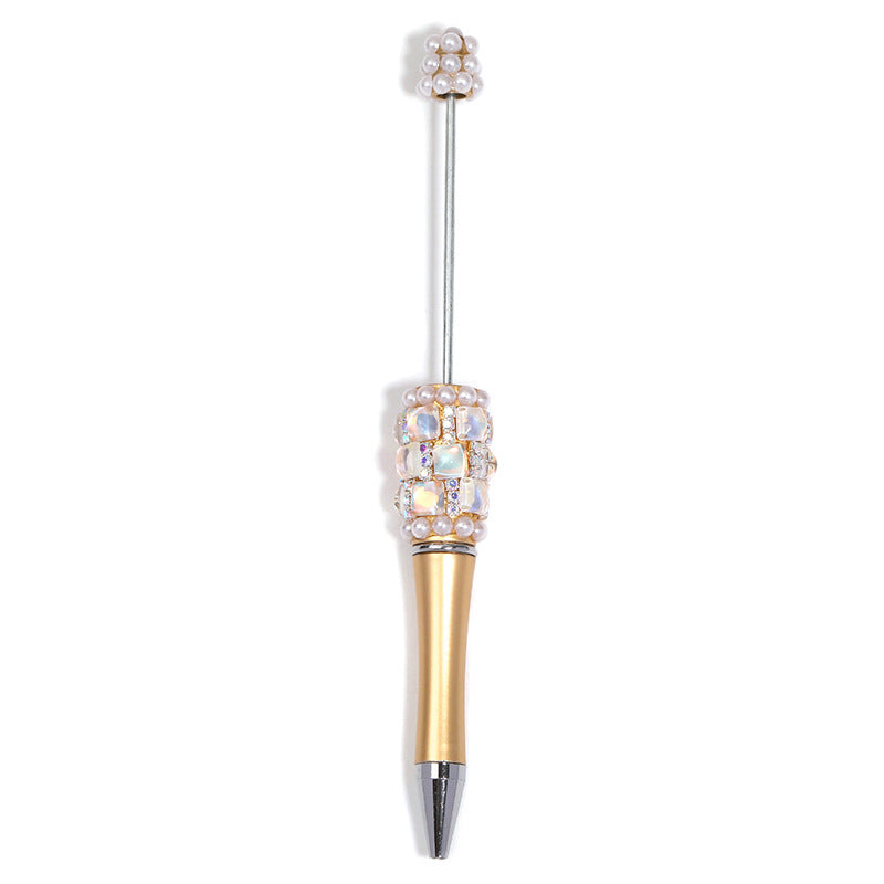 Wholesale  5pcs/pack Square diamond pearl bead pen,  multi-color plastic rotating ballpoint pen